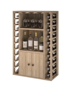 Botellero Estanteria de madera 20 Botellas + Licores + 9 Copas
