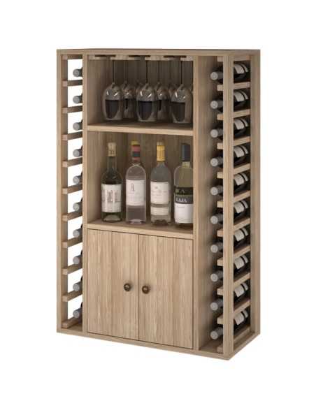 Botellero Estanteria de madera 20 Botellas + Licores + 9 Copas