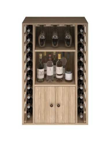 Botellero Estanteria de madera 20 Botellas + Licores + 9 Copas