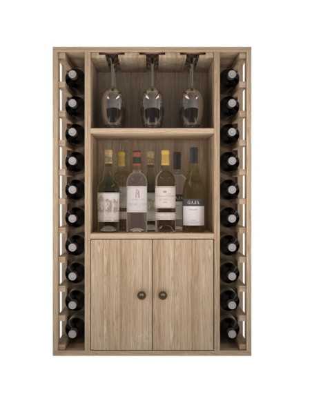 Botellero Estanteria de madera 20 Botellas + Licores + 9 Copas